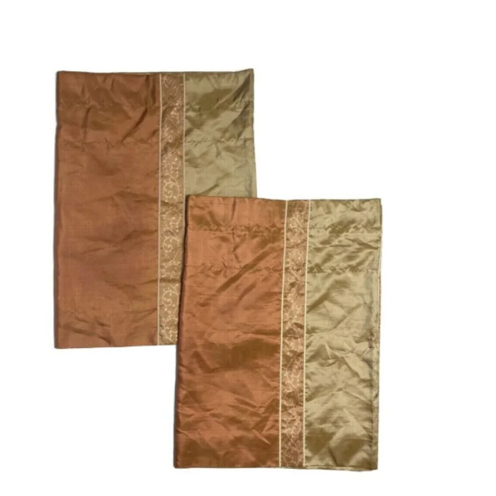 2 Luxury Faux Silk Valances Orange Brown Curtains